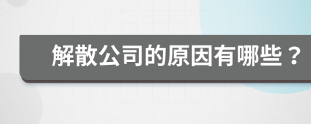 解散公司的原因有哪些？