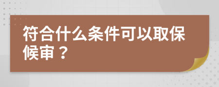 符合什么条件可以取保候审？