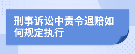 刑事诉讼中责令退赔如何规定执行