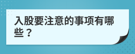 入股要注意的事项有哪些？