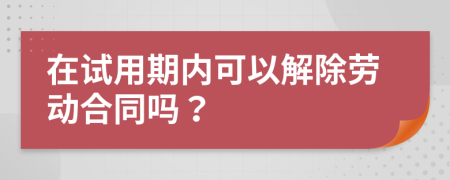 在试用期内可以解除劳动合同吗？