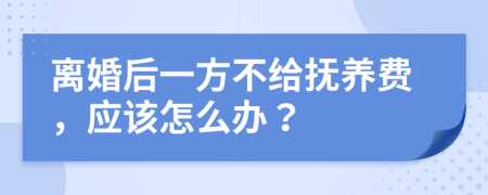 离婚后一方不给抚养费，应该怎么办？