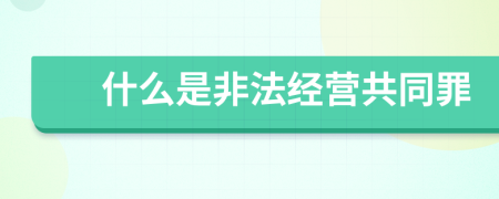 什么是非法经营共同罪