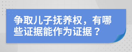 争取儿子抚养权，有哪些证据能作为证据？