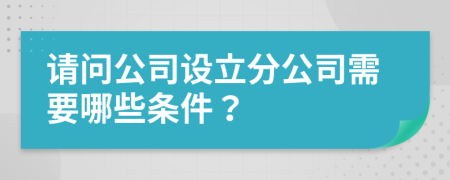 请问公司设立分公司需要哪些条件？