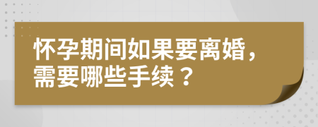 怀孕期间如果要离婚，需要哪些手续？