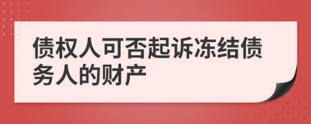 债权人可否起诉冻结债务人的财产