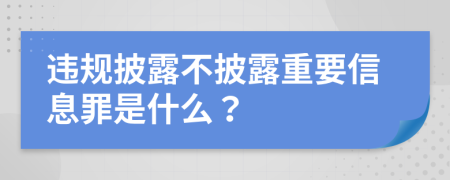 违规披露不披露重要信息罪是什么？