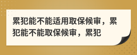 累犯能不能适用取保候审，累犯能不能取保候审，累犯