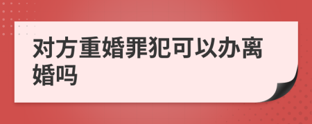 对方重婚罪犯可以办离婚吗