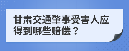 甘肃交通肇事受害人应得到哪些赔偿？