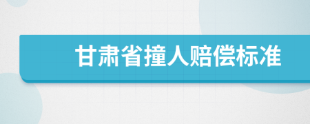 甘肃省撞人赔偿标准