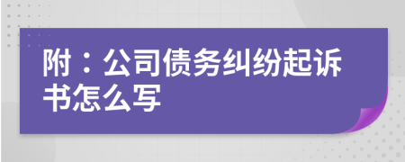 附：公司债务纠纷起诉书怎么写