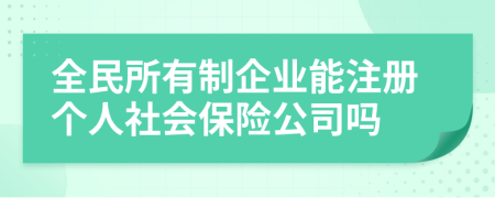 全民所有制企业能注册个人社会保险公司吗