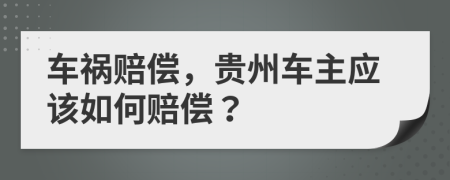 车祸赔偿，贵州车主应该如何赔偿？