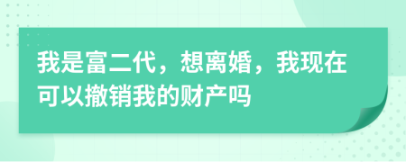 我是富二代，想离婚，我现在可以撤销我的财产吗