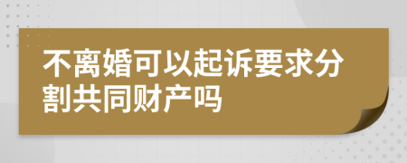 不离婚可以起诉要求分割共同财产吗