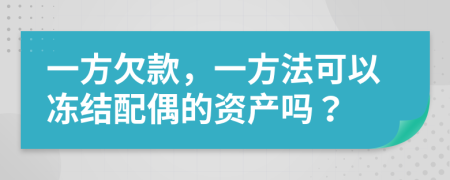 一方欠款，一方法可以冻结配偶的资产吗？
