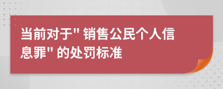 当前对于" 销售公民个人信息罪" 的处罚标准