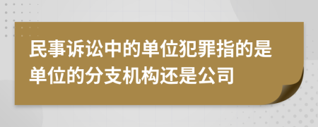 民事诉讼中的单位犯罪指的是单位的分支机构还是公司