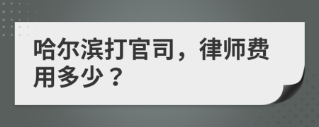 哈尔滨打官司，律师费用多少？