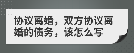 协议离婚，双方协议离婚的债务，该怎么写