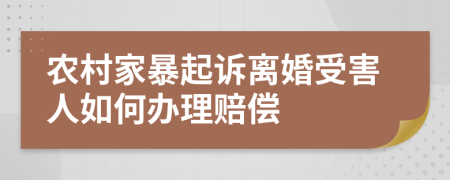 农村家暴起诉离婚受害人如何办理赔偿