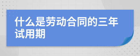 什么是劳动合同的三年试用期