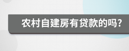 农村自建房有贷款的吗?