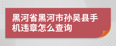 黑河省黑河市孙吴县手机违章怎么查询