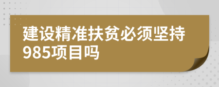 建设精准扶贫必须坚持985项目吗