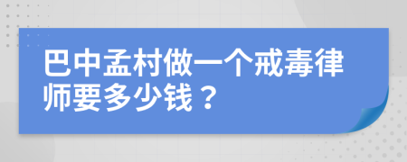 巴中孟村做一个戒毒律师要多少钱？