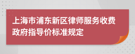 上海市浦东新区律师服务收费政府指导价标准规定