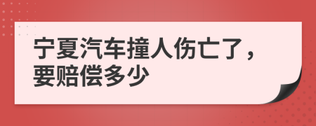 宁夏汽车撞人伤亡了，要赔偿多少