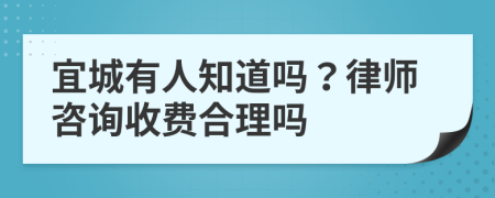 宜城有人知道吗？律师咨询收费合理吗