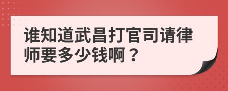 谁知道武昌打官司请律师要多少钱啊？