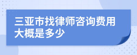 三亚市找律师咨询费用大概是多少