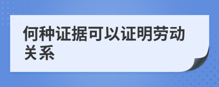 何种证据可以证明劳动关系