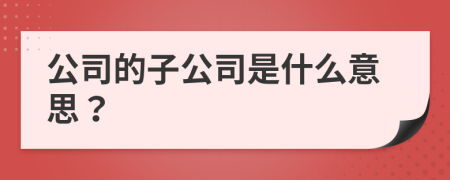 公司的子公司是什么意思？