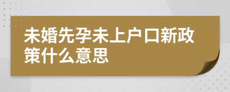 未婚先孕未上户口新政策什么意思