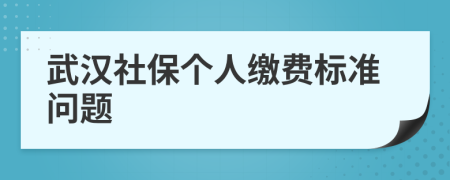 武汉社保个人缴费标准问题