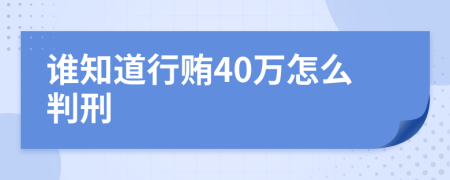 谁知道行贿40万怎么判刑