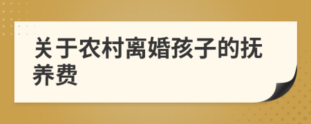 关于农村离婚孩子的抚养费