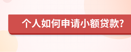 个人如何申请小额贷款?