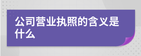 公司营业执照的含义是什么