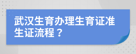 武汉生育办理生育证准生证流程？