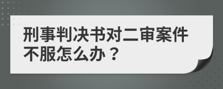 刑事判决书对二审案件不服怎么办？