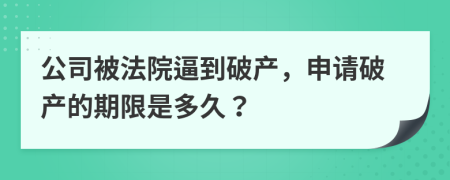 公司被法院逼到破产，申请破产的期限是多久？