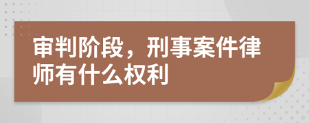 审判阶段，刑事案件律师有什么权利