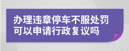 办理违章停车不服处罚可以申请行政复议吗